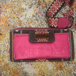 Wrangler Pink and Brown Wallet with Patterned Strap